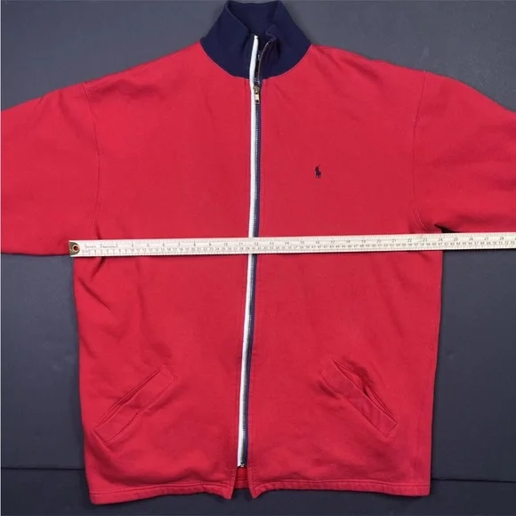 Polo Ralph Lauren Red Fleece Zip Up Jacket - Small - Long Sleeve - Picture 8 of 9
